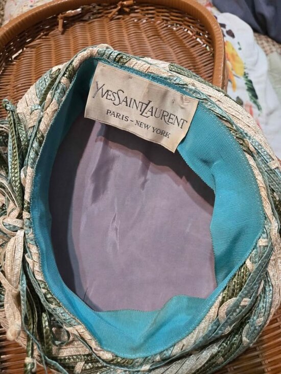 YSL Yves Saint Laurent Vintage Antique Wicker Hat Beret